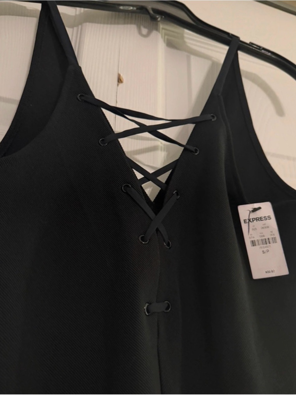 Express Black Lace-Up Front Bodysuit - Picture 2 of 4